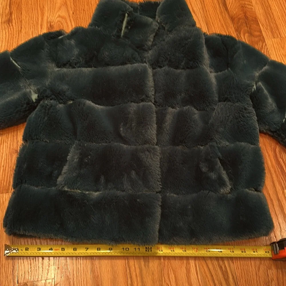 Luxurious Faux Fur Jacket coat in Deep Teal/Hunter Green.  S/M